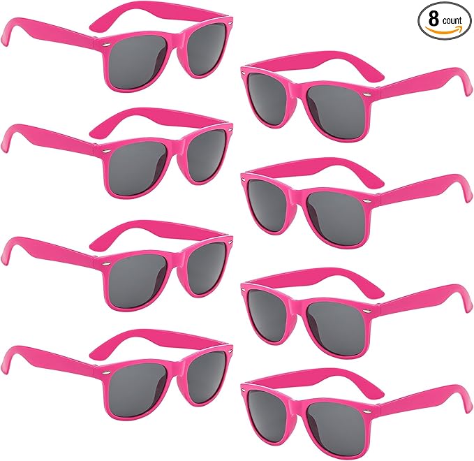 Pibupibu Kids Neon Colors Party Favor Supplies Unisex Sunglasses Pack of 8
