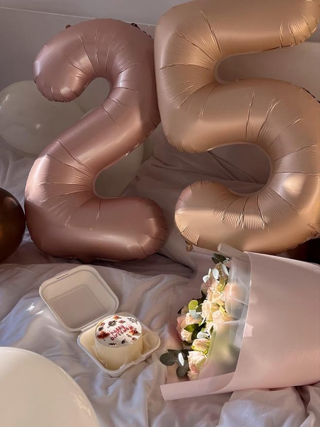 Large Light Brown 40 Inch Birthday Number 5 Balloon, Light Brown Five 5th 15 25 35 50 55 Birthday Anniversary Celebration Decorations, Foil Mylar Helium Numbers 5 Balloons Girl Boy Party Supplies