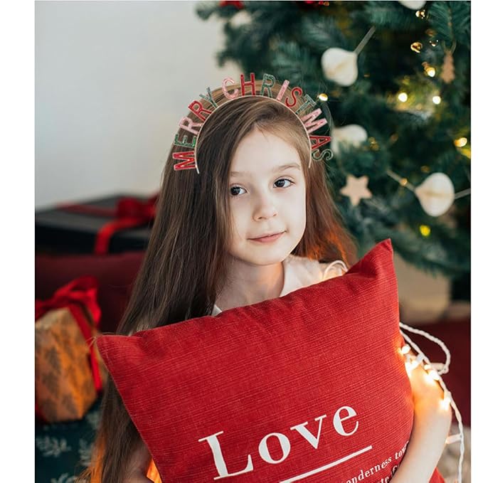 Merry Christmas Rhinestone Headband for Women Girls, Xmas Crystal Hair Hoop Christmas Party Hair Accessories Gift (Colorful)