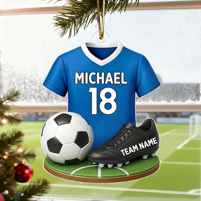 Personalized Soccer Christmas Acrylic Ornament, Soccer Ornament, Soccers Ornaments Christmas Tree Hanging Ornaments Tree Decorations, Soccers Player Uniform /3