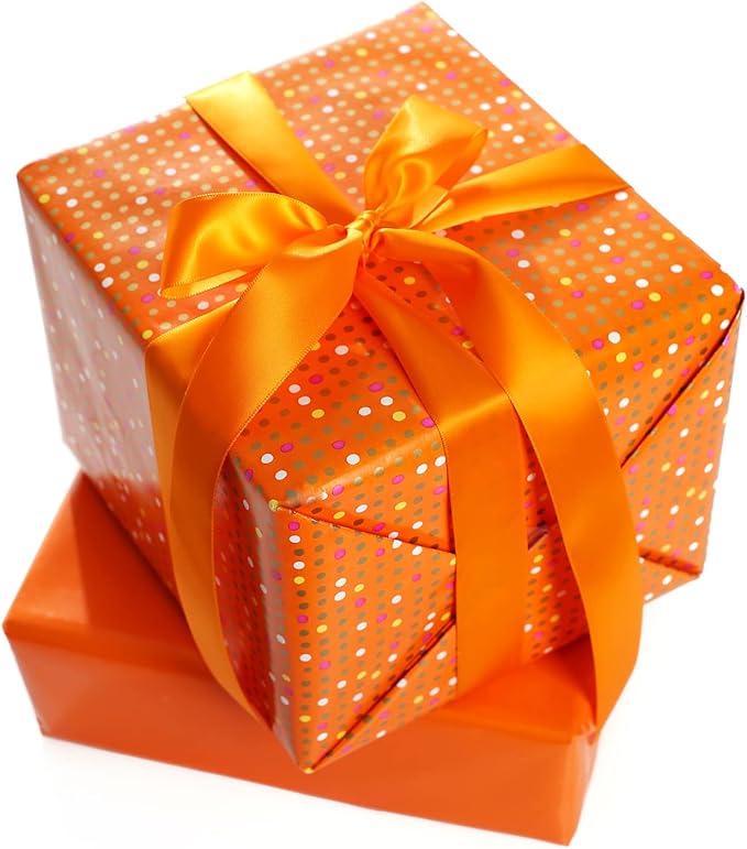 Orange Satin Ribbon, 1 inch x 50 Yards, Double Face Solid Color, Thick and Durable Ribbon Roll, 100% Polyester Ribbon for Gift Wrapping, Crafts, Hair and Multiple Decorations