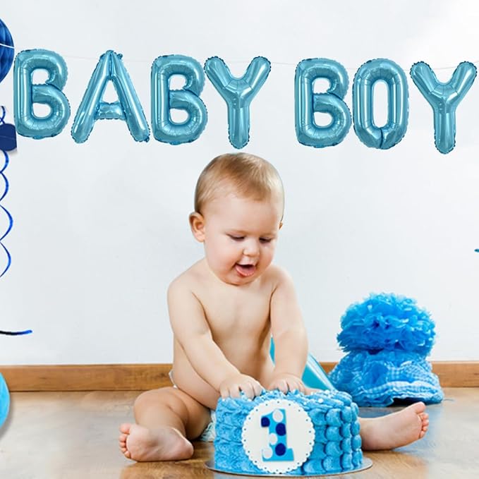 TONIFUL 52 Pieces 16 Inch Light Blue Letter A-Z Balloons,Custom Phrase Mylar Foil Alphabet Letter DIY Personalized Phrase Banner for Birthday Anniversary Celebration Graduation Party Supplies Decor