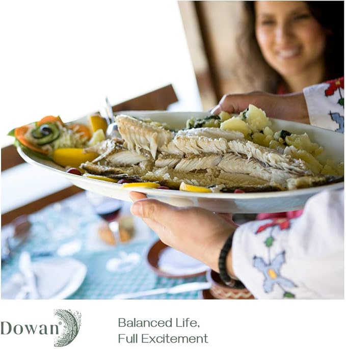 DOWAN 14" Serving Platters for Entertaining, Oval White Serving Plates, Party Serving Trays and Platters Oven Safe, Porcelain Dinner Serving Tray Serving Dishes for Meat, Set of 2