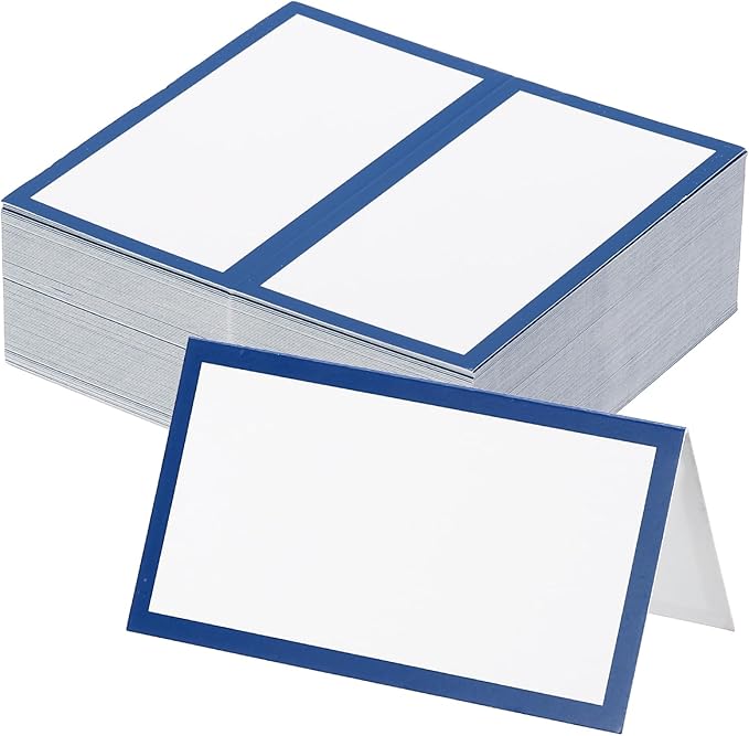 PATIKIL 50Pcs Table Place Cards, 3.5 x 2 Inches Blank Name Place Cards for Table Setting Wedding Reception Buffet, Dark Blue