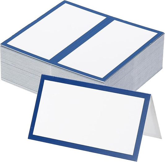 PATIKIL 50Pcs Table Place Cards, 3.5 x 2 Inches Blank Name Place Cards for Table Setting Wedding Reception Buffet, Dark Blue