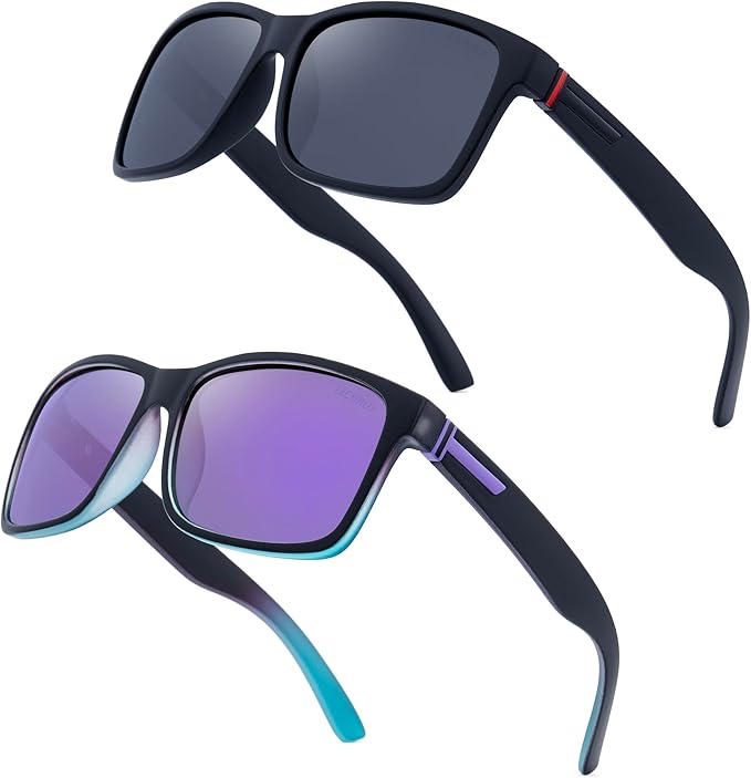 LECKIRUT Vintage Polarized Sunglasses for Men Women Retro Oversized Square Mirror Sun Glasses