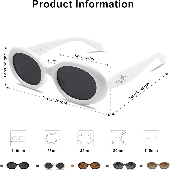 SOJOS Small Retro Oval Polarized Sunglasses for Women Men 90s Vintage UV400 Protection Tiny Sun Glasses SJ2286