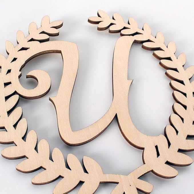 LINGTEER Personalized Inital Letter U Wooden Cake Topper Perfect for Birthday Rustic Wedding Anniversary Keepsake Party Decoration.