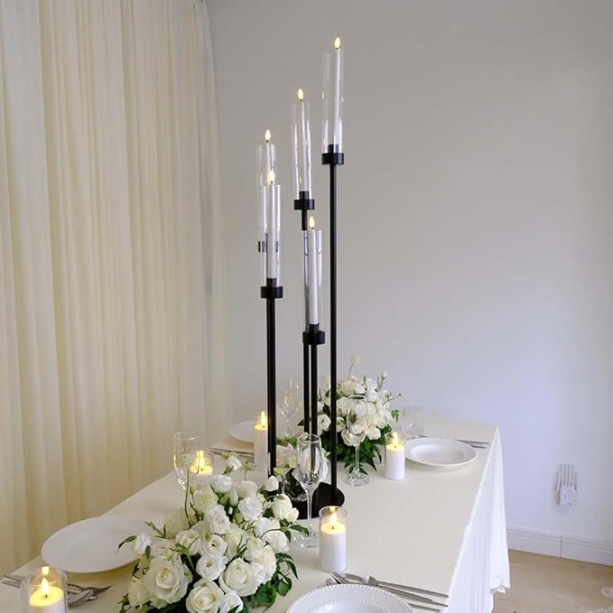 42.5inch 1pc Black Candelabra Centerpieces for Tables 5 Arms Wedding centerpieces for Decorations