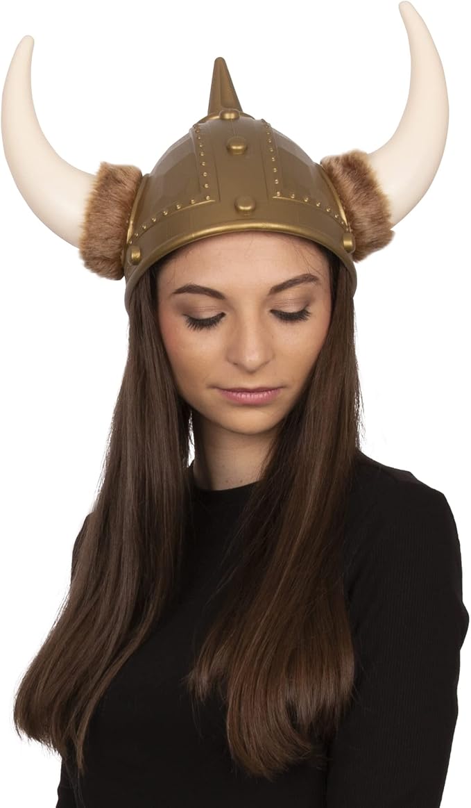 Funny Party Hats Viking Hat with Fur - Medieval Costume - Warrior Helmet