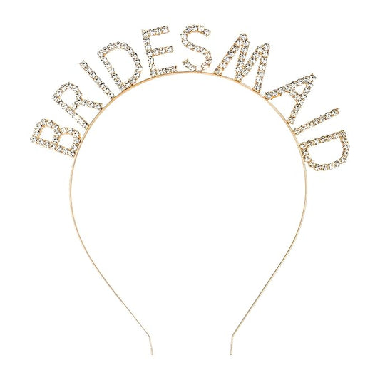 Gold Bridesmaid Headband Bachelorette Party Decorations Rhinestone Bridesmaid Headbands for Bridal Shower, Bachelorette Party, Wedding