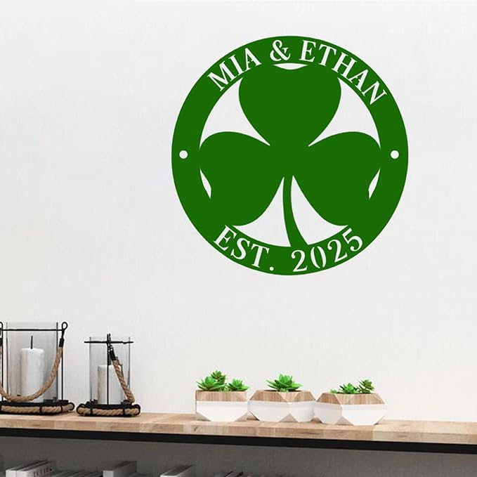 Custom St. Patrick's Day Shamrock Metal Sign – Personalized Lucky Irish Door Wreath, LED Wall Art, Festive Ornament for St. Patrick's Day Party, Front Door, Home, and Wall Decorations Gifts for Lover