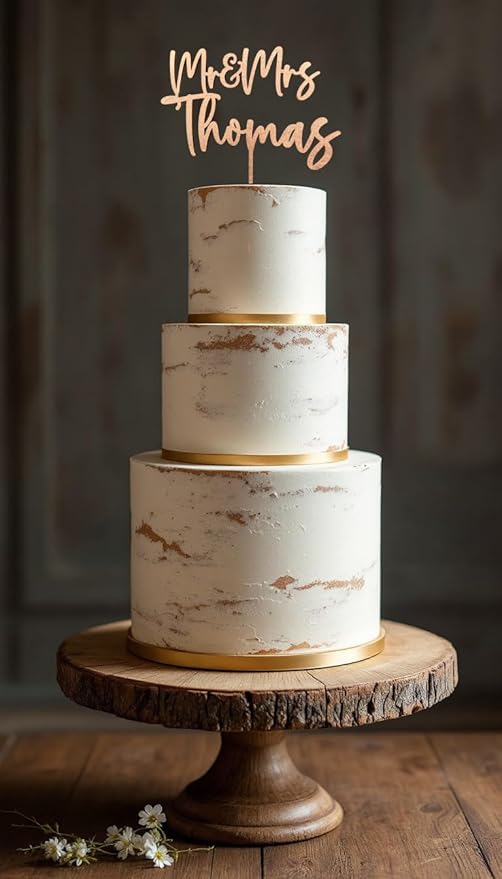 Personalized Wedding Cake Topper, Custom Name Bride and Groom Decoration, Traditional Wedding, Anniversary, Briday Shower Decor (Mr & Mrs)