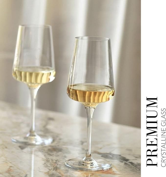 Krosno White and Sparkling Wine Glasses, 6 piece set, 13.52 oz, Infinity Collection, Elegant, Crystal Glass, Lead-free Glass, Dishwasher Safe, Made in Europe