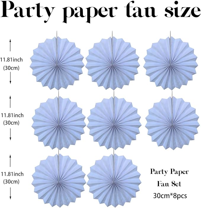 White Party Decorations,Wedding Decorations for Party Events Accessories,White Birthday Decor,Anniversary Decorations,Birthday Decorations for Men 12in Hanging Paper Fans 30 Color DIY Set(White)