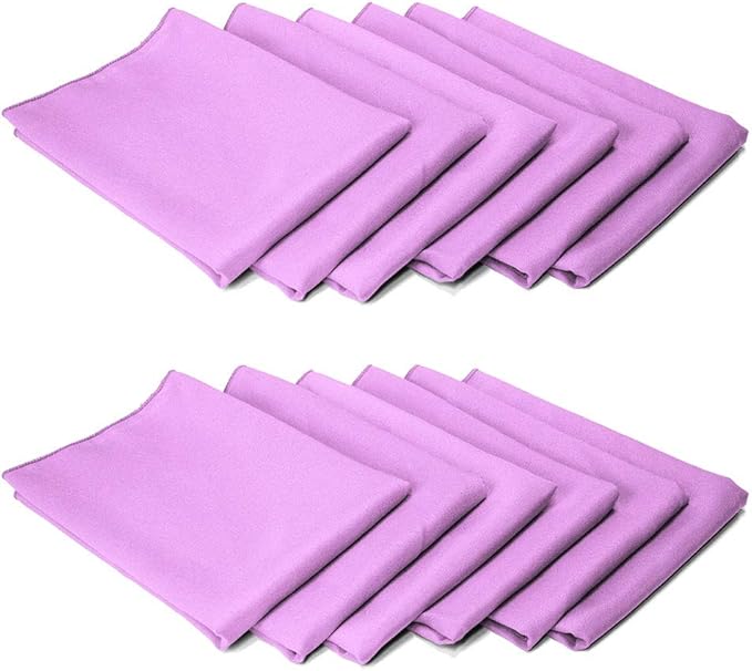 TableLinensforLess 17"x17" Polyester Cloth Napkins, Set of 12 (Lavender) | Easy-Care, No-Iron Finish, Superior Color Retention, Machine Washable