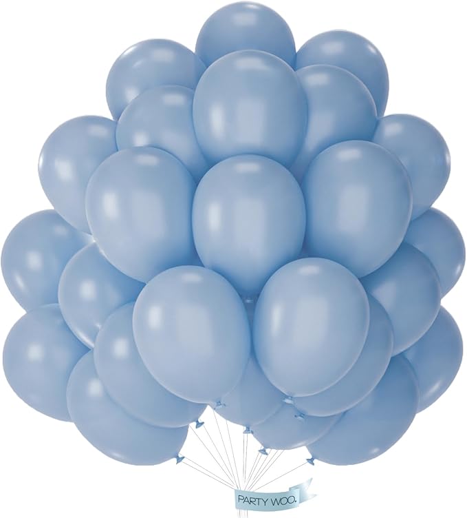 PartyWoo Dusty Blue Balloons 50pcs 12 Inch Slate Blue Boho Neutral Latex Helium Balloons for Baby Shower Gender Reveal Wedding Anniversary Graduation Cat Tornado Birthday Party Decorations Blue-F55