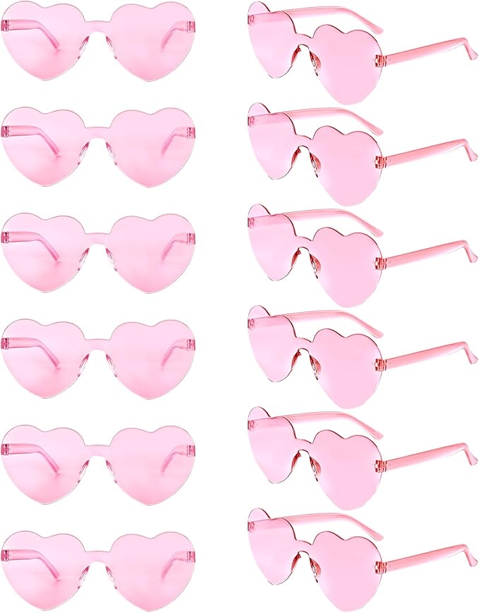 12 Pack Heart Sunglasses for Women Transparent Heart Glasses for Bachelorette Birthday Party Favor Gifts