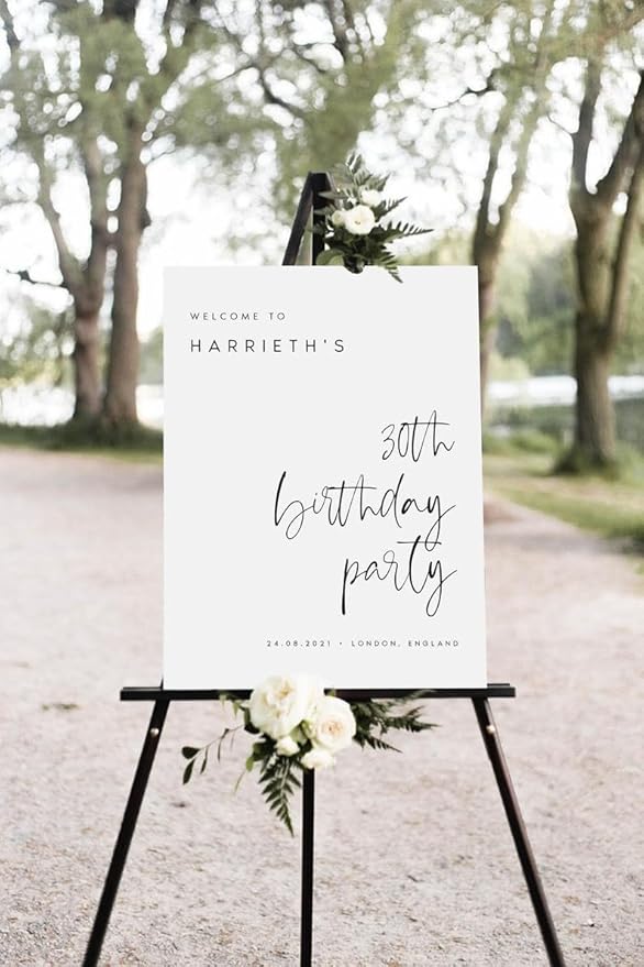 Modern Calligraphy Birthday Welcome Sign - Printable, Minimalist Party Editable Sign