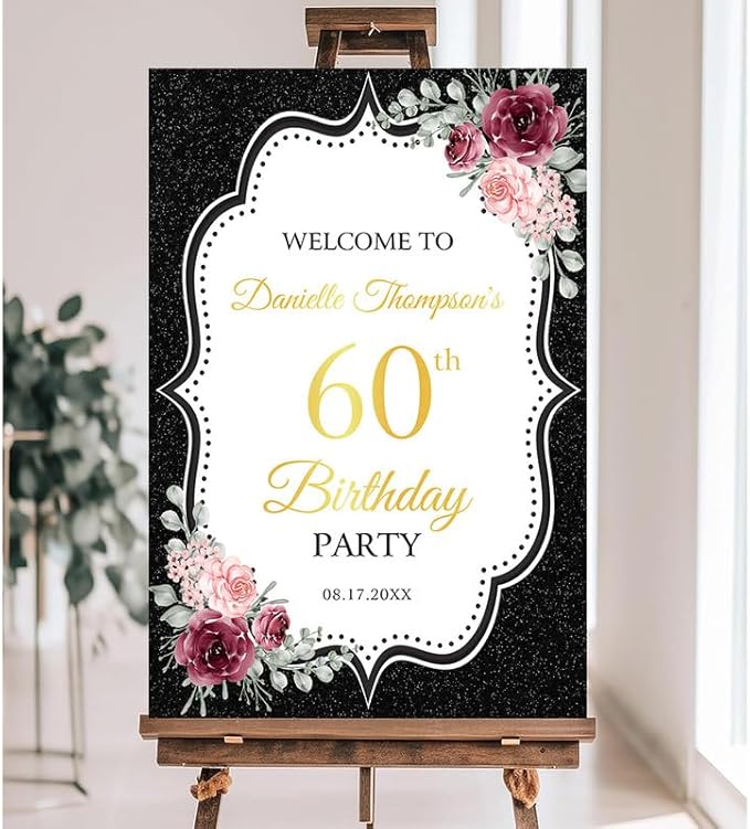 Personalized Sign for 50th Birthday Party - Decorations Celebration Sign, Happy Birthday Any Age Board, Minimalist Party Signs#7