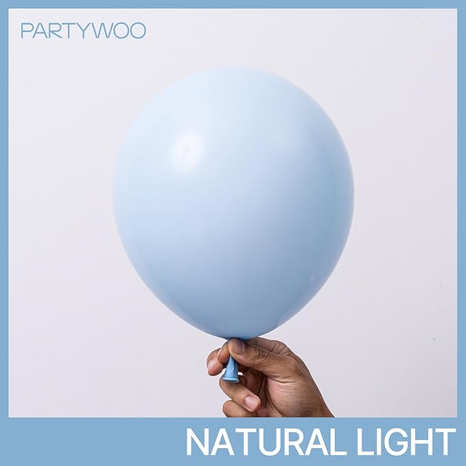 PartyWoo Baby Blue Balloons 100 pcs 12 Inch Blue Balloons Light for Pastel Blue Birthday Graduation Boys Baby Shower Gender Reveal Children's Day Weddings Party Decorations Blue-Q13