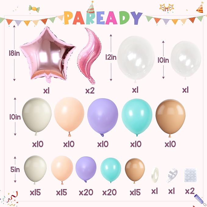 Paready Mermaid Themed Balloons Garland Arch Kit 150Pcs for Sea Princess Theme Birthday Baby Shower Wedding Bridal Shower Engagement Party Decorations