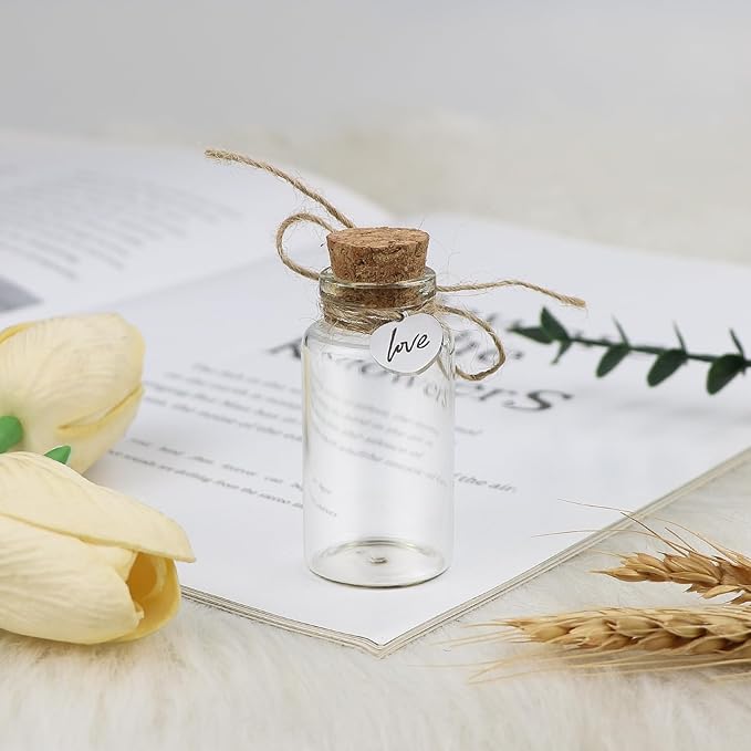 Baby First Haircut/Curl Keepsake Glass Bottle with Cork, Jar for Fetal Hair Storage and Memorial, Gift for Newborn Christening Baby Shower, Comes with Gift Bag (Love)