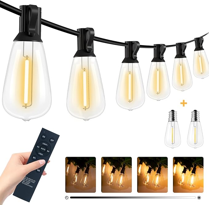 litogo 120ft Patio Lights Outdoor Waterproof, LED Outdoor String Lights with Shatterproof Edison Bulbs, Dimmable Outside Hanging Light with Timer for Bistro Cafe Tent Yard Garden Porch