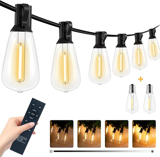 litogo 120ft Patio Lights Outdoor Waterproof, LED Outdoor String Lights with Shatterproof Edison Bulbs, Dimmable Outside Hanging Light with Timer for Bistro Cafe Tent Yard Garden Porch