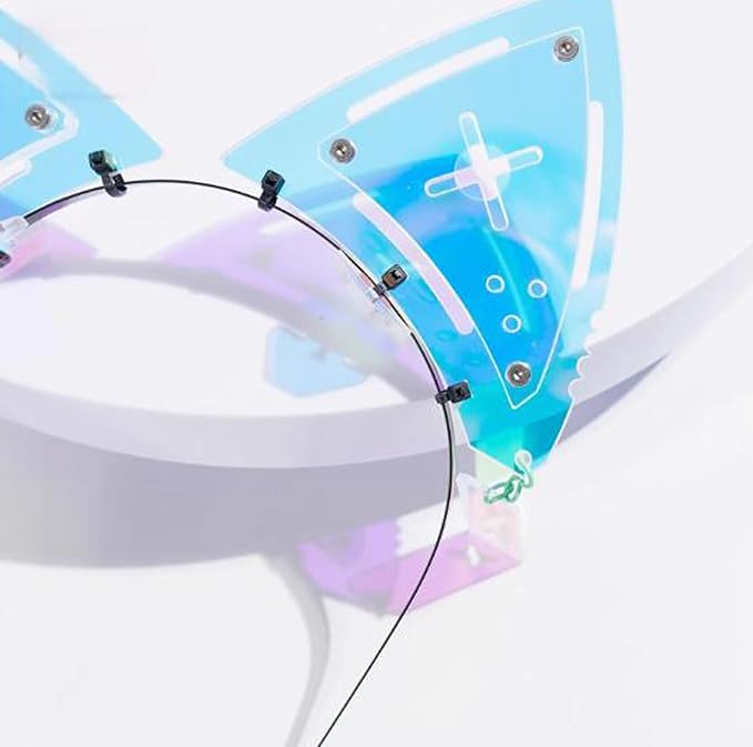 Cyberpunk Colorful Ear Hairband Fish Bone Hair Accessories COS Props (X Blue)
