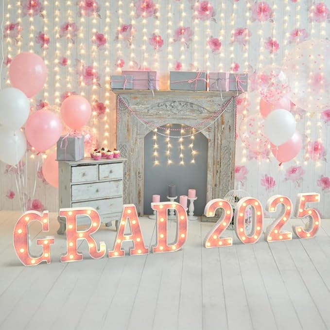 Marquee Light up Numbers 0-9, Battery Powered LED Light, Pink Glitter Plastic Sign, Night Light Decor for Graduation, Engagement, Wedding, Baby Shower, Birthday (Number 5)