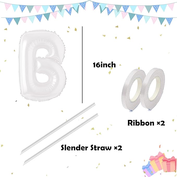 Letter Balloons 16 Inch Mylar Foil Alphabet Letter A-Z Balloons Set for Wedding Birthday Party Decoration Banner Custom Phrase 26 Pieces(white)