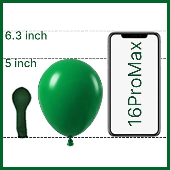 PartyWoo Dark Green Balloons 100pcs 5 Inch Emerald Hunter Forest Green Balloons for Wedding Boy Baby Shower Birthday Christmas Graduation Dinosaur Jungle Golf Theme Party Decorations Green-Y56