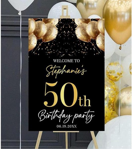 Personalized Sign for 50th Birthday Party - Decorations Celebration Sign, Happy Birthday Any Age Board, Minimalist Party Signs#6