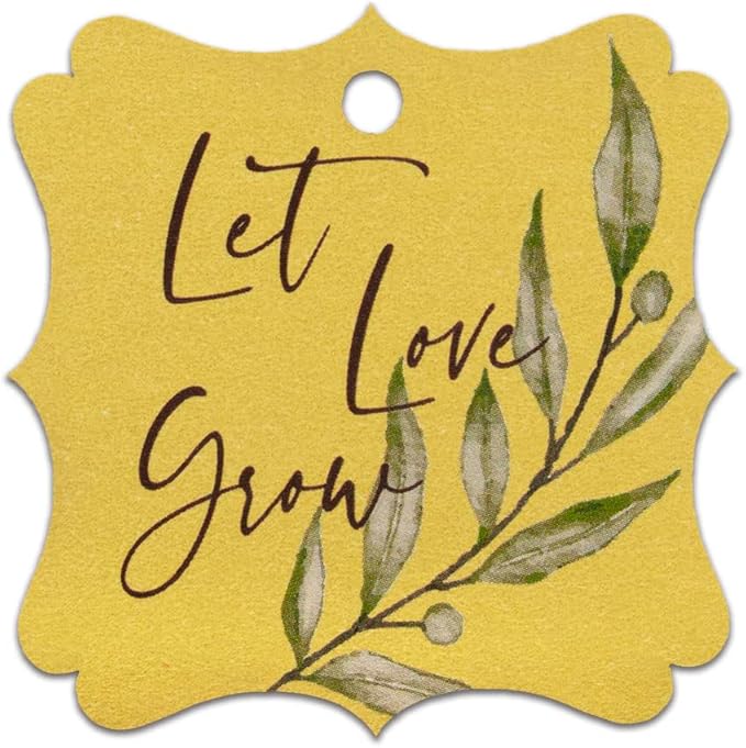 Summer-Ray 50pcs Thank You Tags Wedding Birthday Bridal Shower Favors Gift Tags with Olive Leaves (Shimmered Gold Let Love Grow)