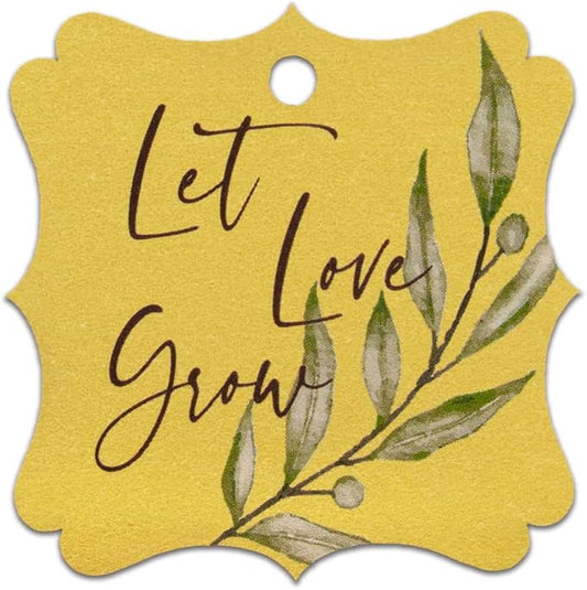 Summer-Ray 50pcs Thank You Tags Wedding Birthday Bridal Shower Favors Gift Tags with Olive Leaves (Shimmered Gold Let Love Grow)