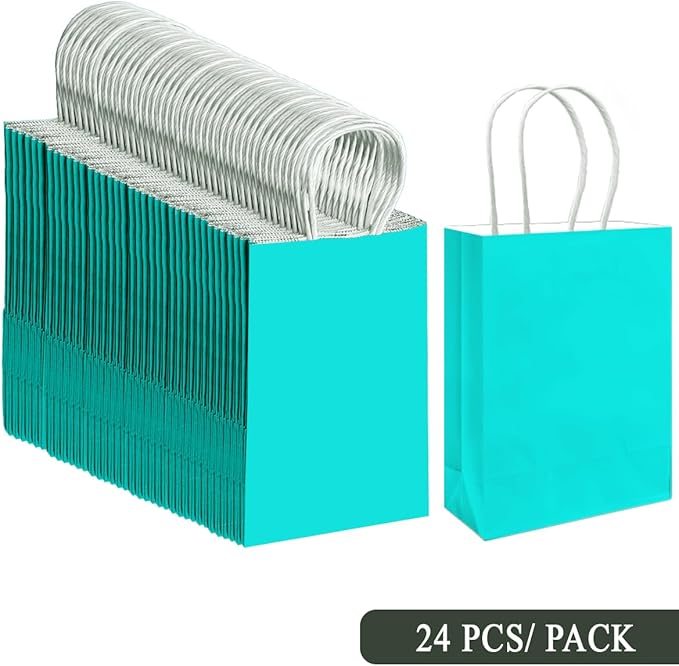 qiqee 30PCS Medium Gift Bag with Handles Bulk 11"x5"x8" Gift Bags Bright Green Bags Multiple Uses (Medium Size)