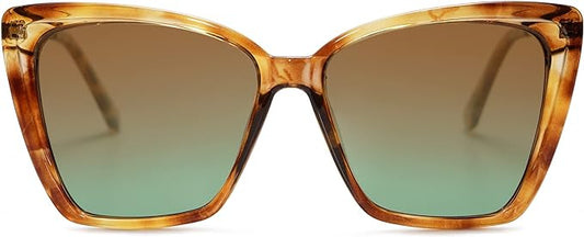 SOJOS Trendy Polarized Sunglasses For Women Retro Womens Oversized Square Cat Eye Sun Glasses UV Protection SJ2206