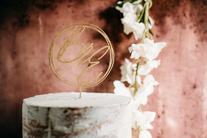 Custom Cursive Wedding Personalized Acrylic and Wood Cake Topper, Modern Handwriting, Cake Topper, Birthday Topper, Rustic Elegant Cake Toppers