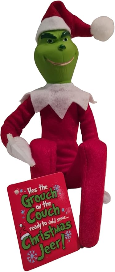 Christmas Green Monster Elf Grouch on The Couch Christmas Elf Decoration, Handmade Monster Christmas Ornaments Plush for Xmas Party Holiday Home Garden Decor (Green)