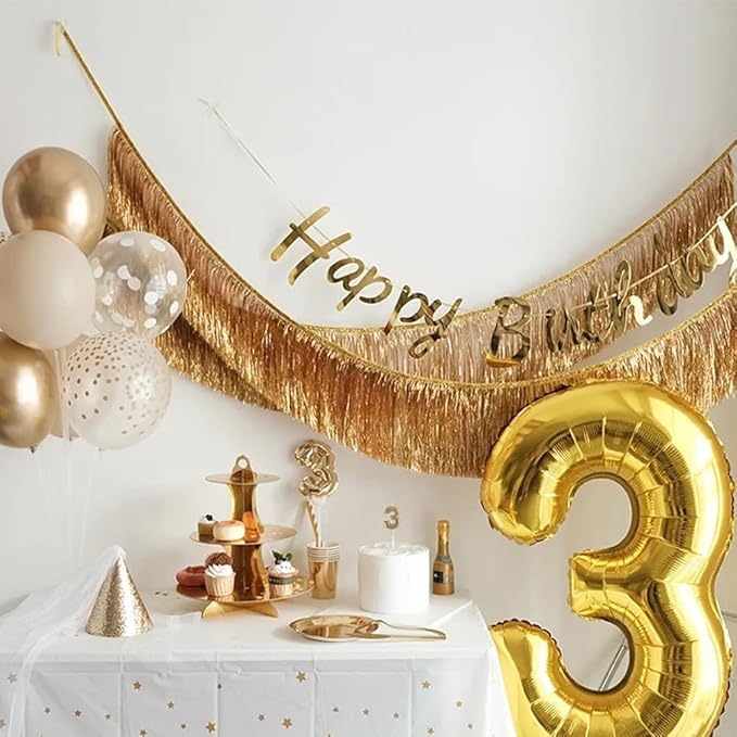 40 inch Gold Number Balloon Giant Foil Helium Balloons Gold Number 3 Balloon for 3rd Birthday Party Anniversary Decorations Supplies