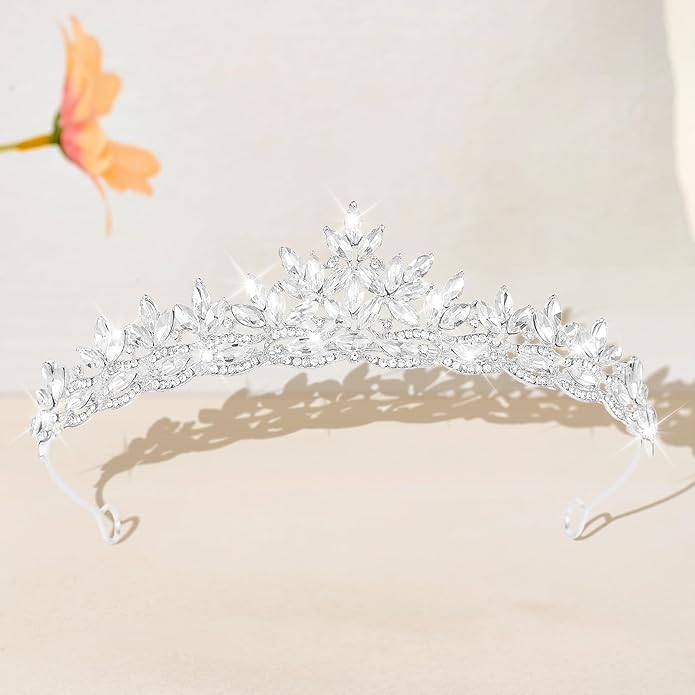 Crystal Tiaras & Crowns for Women, Bride Royal Queen Headband Princess Headpieces for Birthday Cake Crown & Prom Pageant Party