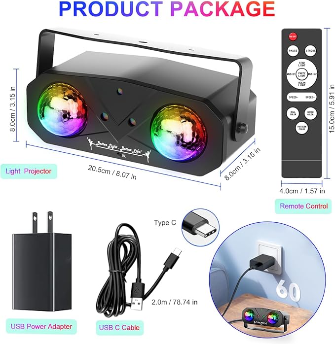 Disco Ball Light,Party Disco Dj Strobe Ocean Star Projector Dance Light Sound Activated with Remote Control Stage Rave for Parties Club Bar Birthday Wedding KTV Christmas Halloween Dancing Décor