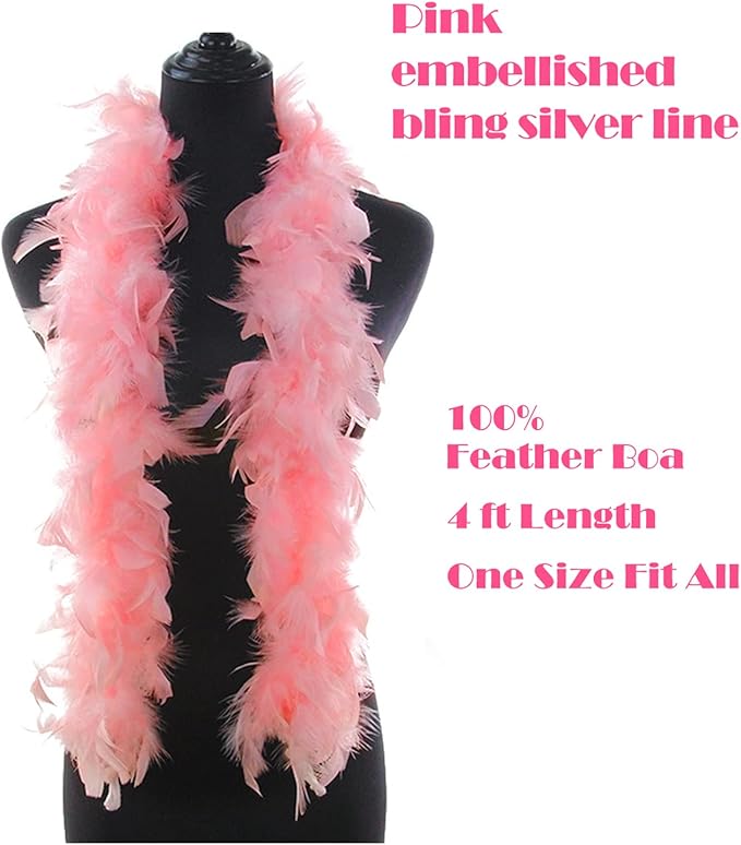Feather Boa with Heart Rimless Sunglasses,4 ft Feather Boa for Bachelor Party Halloween Christmas Costume Accessory