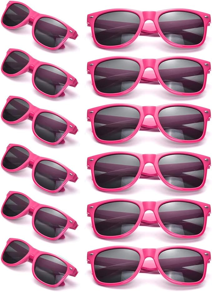 12 Pack Neon Colors Sunglasses Classic Retro Party Favors Sunglasses for Unisex Adult