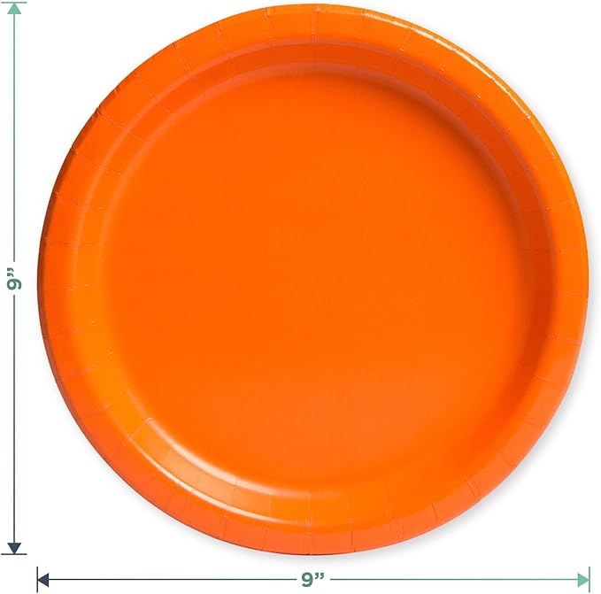 Solid Orange Paper Dinner Plates and Lunch Napkins - Pumpkin Orange Party Supplies For Birthdays, Fall Parties, Halloween, and More (Serves 16)