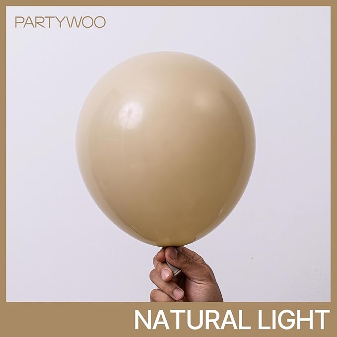 PartyWoo Cream Balloons 50 pcs 12 Inch Beige Ivory Nude Neutral Boho Fall Latex Helium Balloons for Wedding Graduation Birthday Boy Baby Shower Cowgirl Jungle Theme Party Decorations Brown-F56