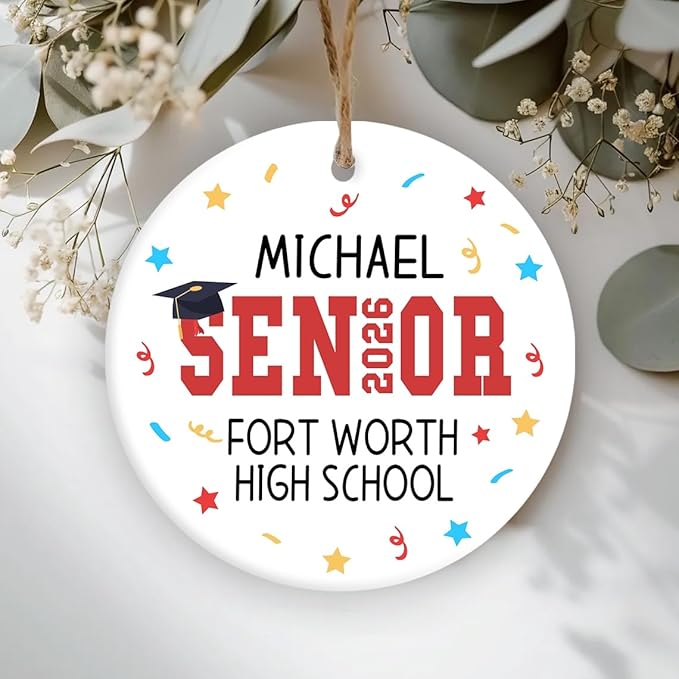 Personalized Senior Year Christmas Ornaments, Custom Class of 2026 Graduation Gifts for Senior Students, Class of 2026, Christmas Decorations, Custom Name Gift, Graduation Gifts for Him Her