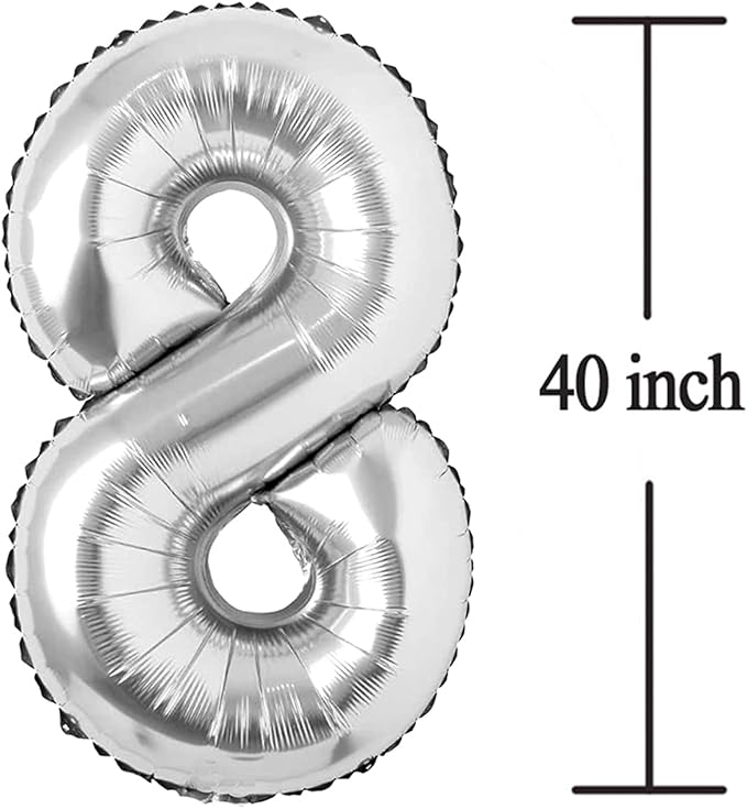 Silver 18 Number Balloons Big Giant Jumbo Large Number 18 Foil Mylar Balloons for Girl Boy Men 18th Birthday Party Supplies 18 Anniversary Events Decorations-40 inch