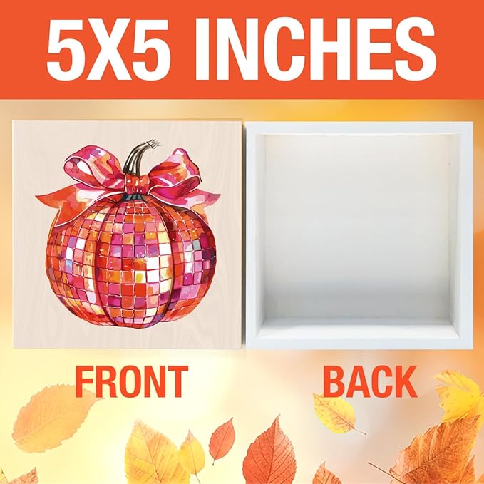 Pumpkin Fall Decor Cute Fall Decorations for Home Office Thanksgiving Autumn Decor Funny Disco Pumpkin Decorations for Desk Table 5 x 5 inches
